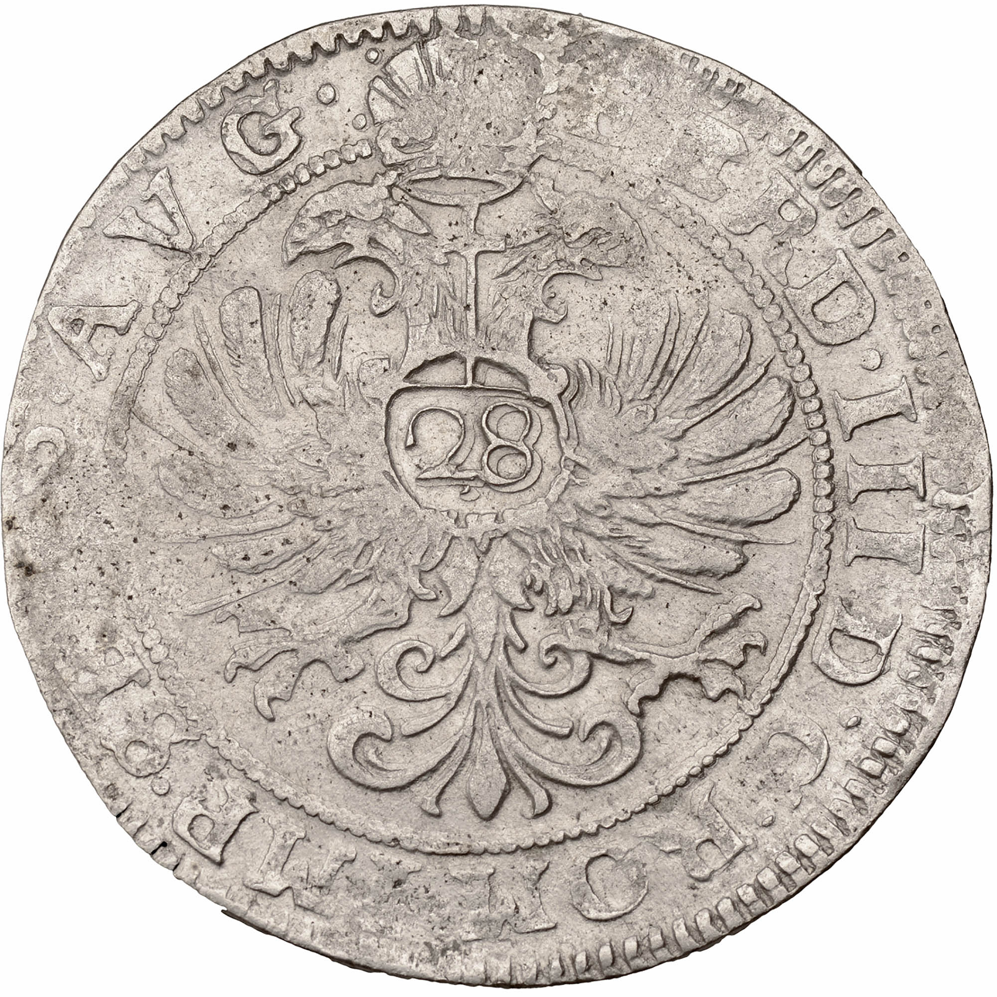 1637 – 1649 28 Stüber Anton Gunther von Oldenburg Germany Coin Lordship of Jever