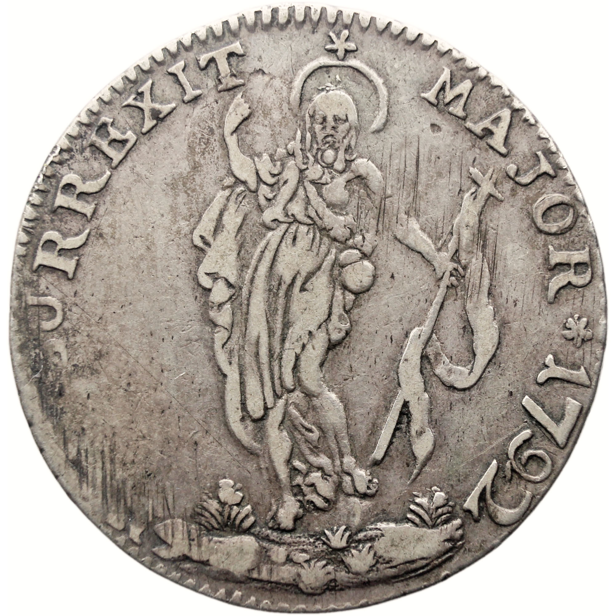 1792 2 Lire Republic of Genoa Coin Italy Silver