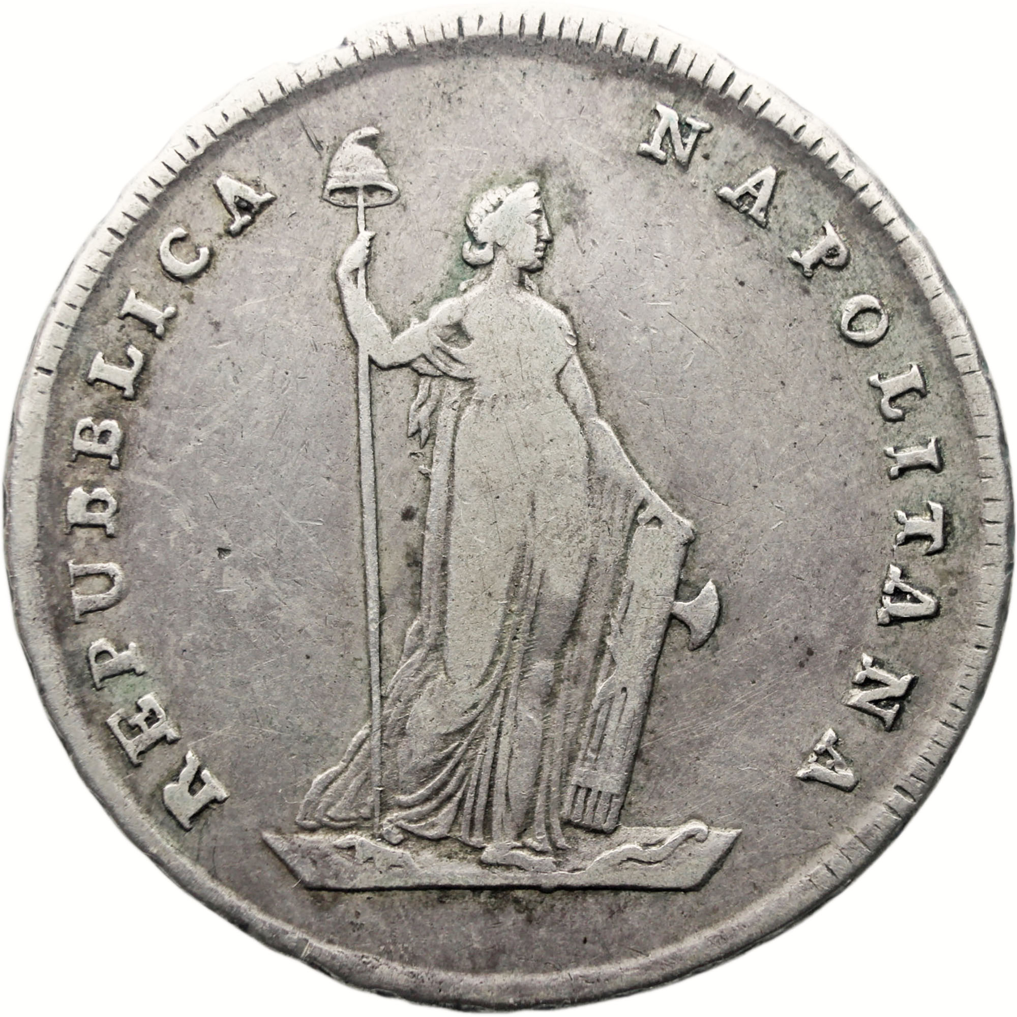 1798 6 Carlini Neapolitan Republic Coin Italy Silver