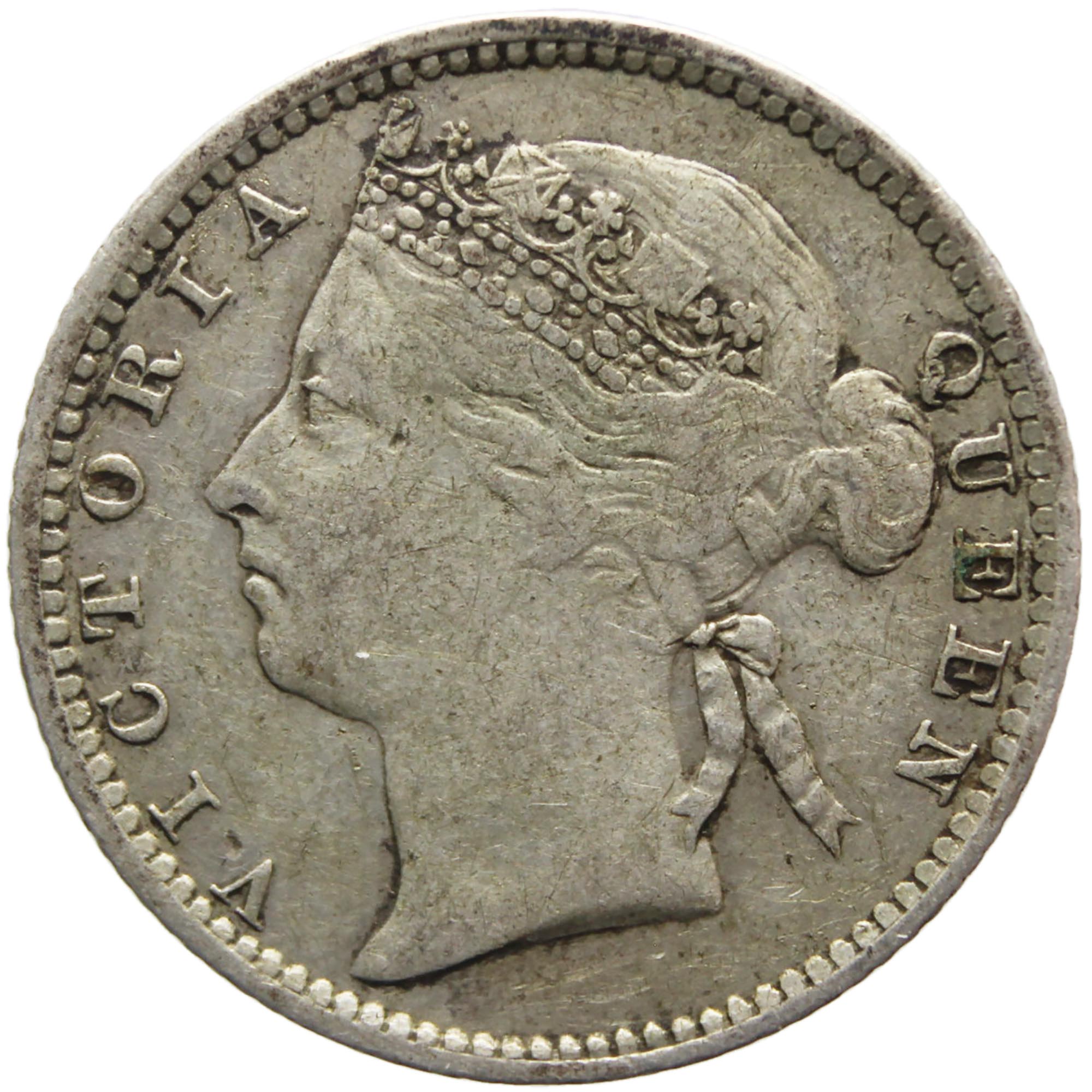 1891 10 Cents Straits Settlements Queen Victoria Coin