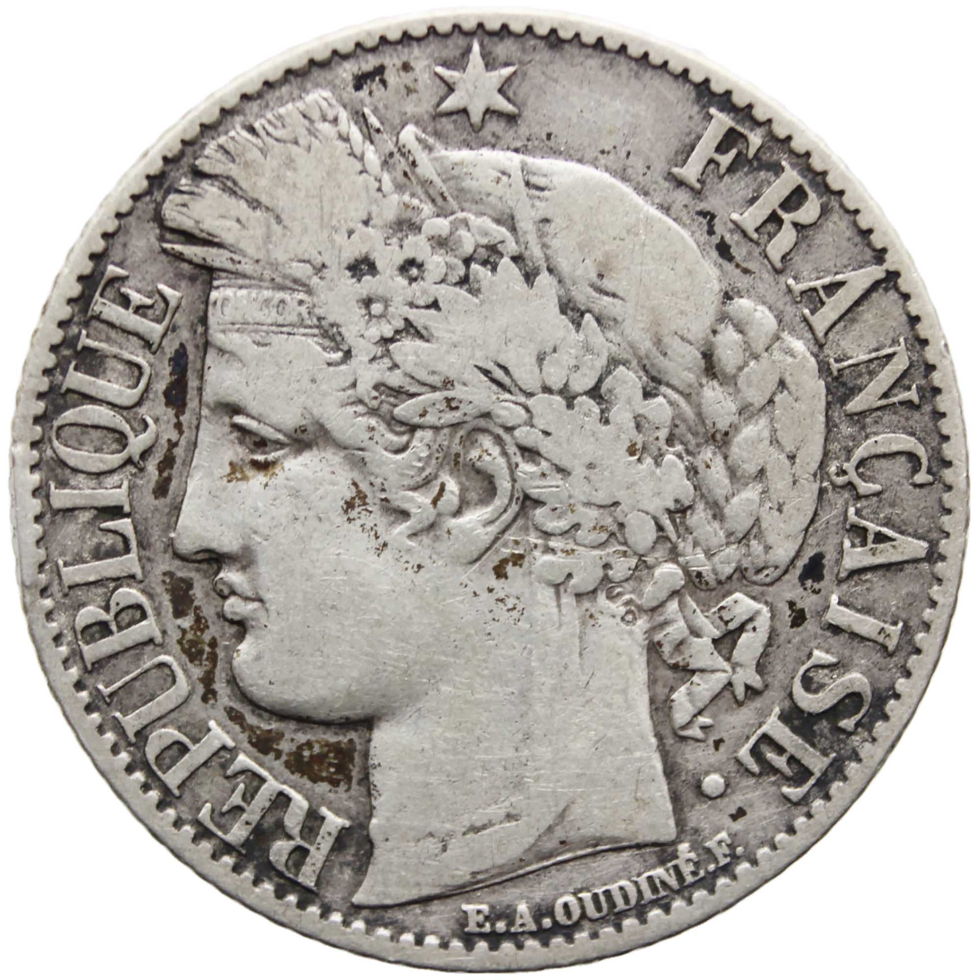 1895 One Franc France Coin Silver