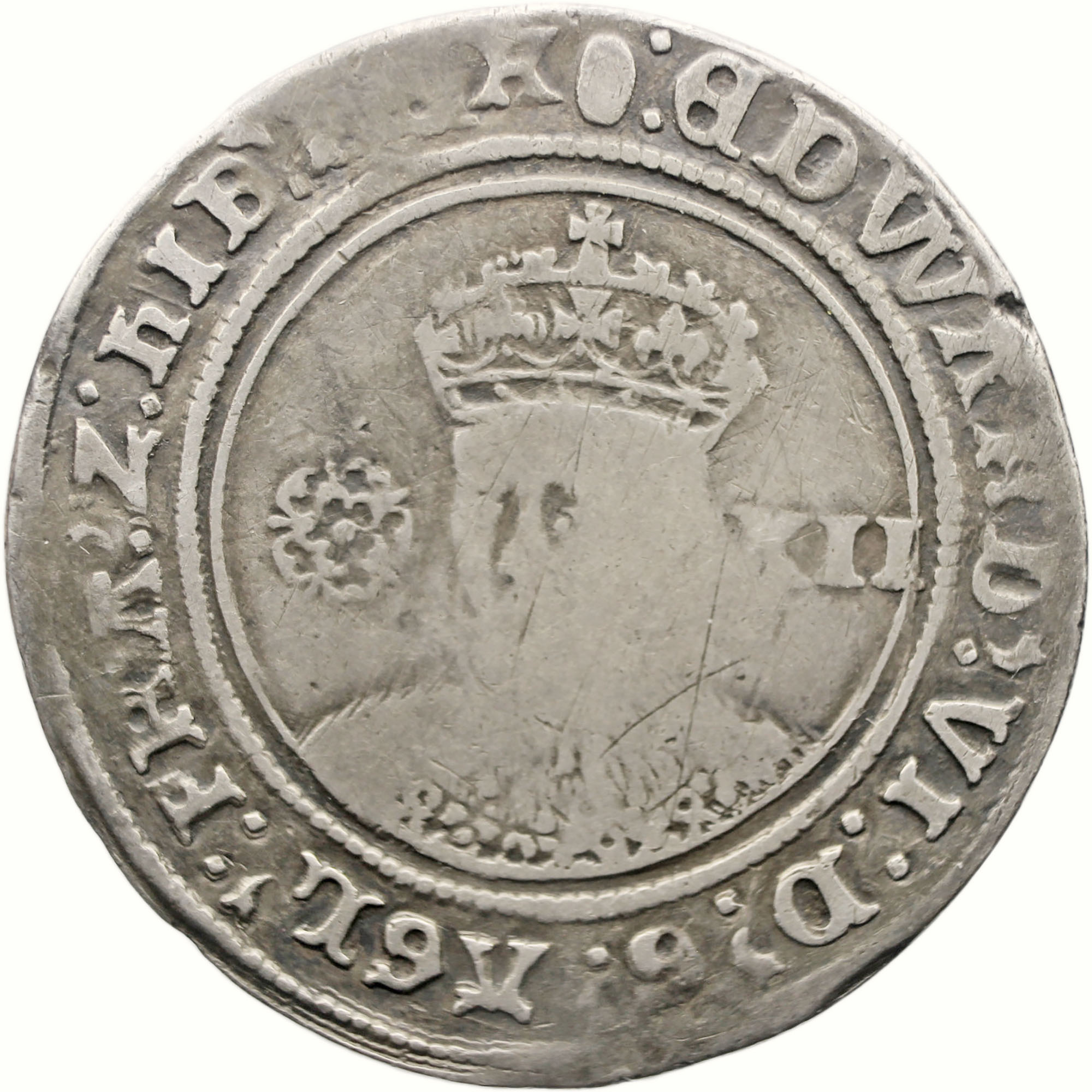 1551 – 1553 Edward VI Shilling England Coin, 3rd period, mm. Tun, Fine Silver Issue