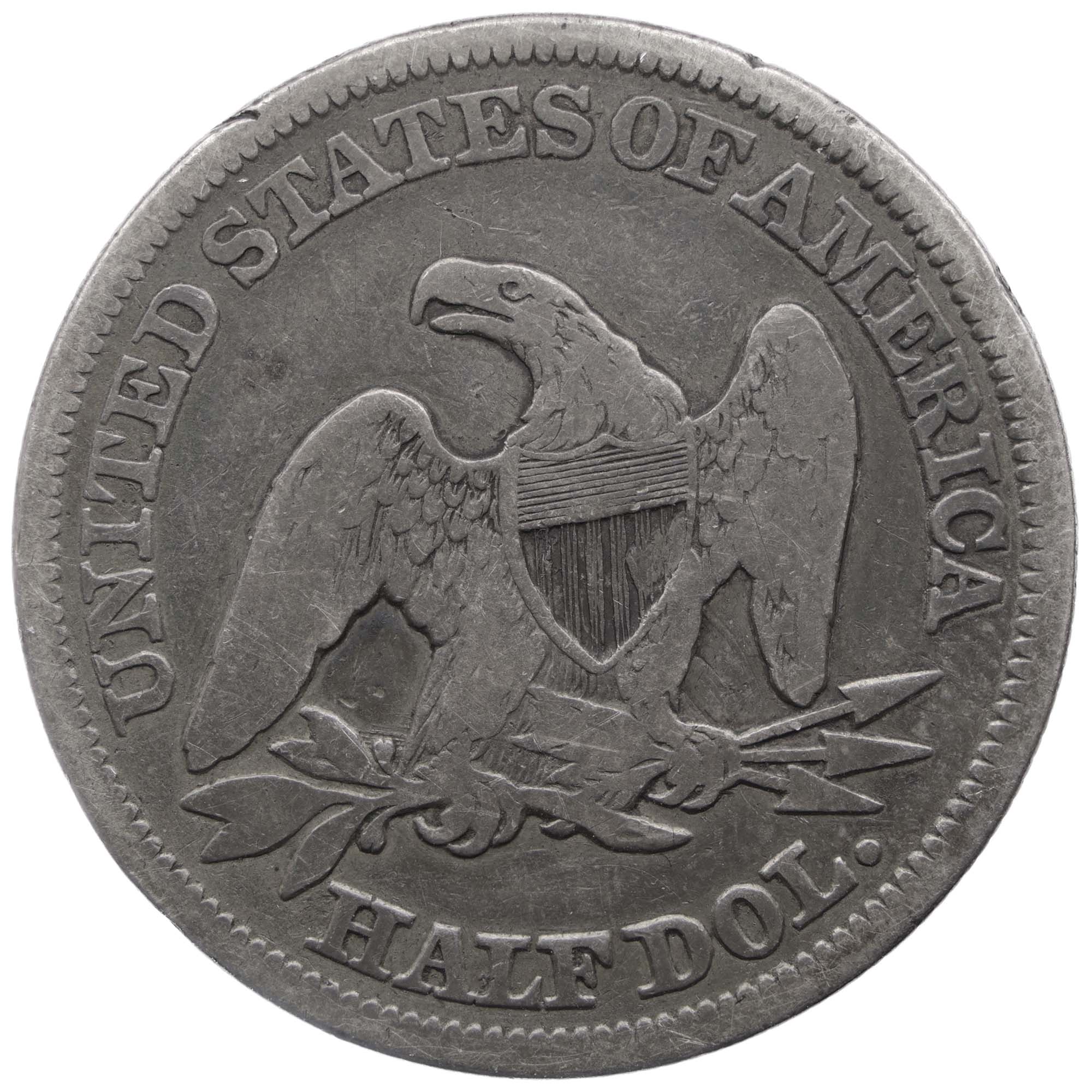 1858 Half Dollar United States Coin Seated Liberty Philadelphia 