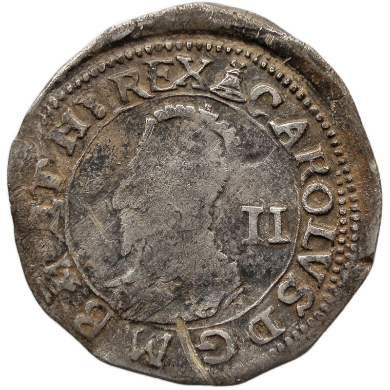 1634 - 1635 Half Groat Charles I of England Coin Hammered Silver Mintmark Bell