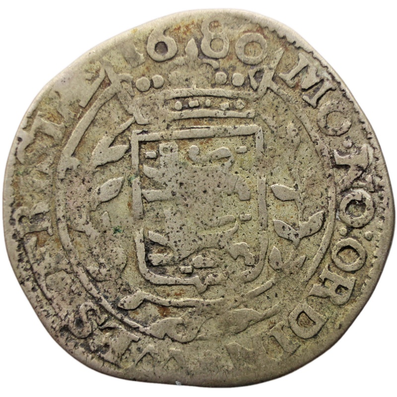 1680 1 Roosschelling Netherlands Coin West Friesland 6 Stuivers Silver