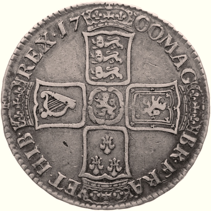 1700 Half Crown William III Coin UK Silver DVODECIMO large shields