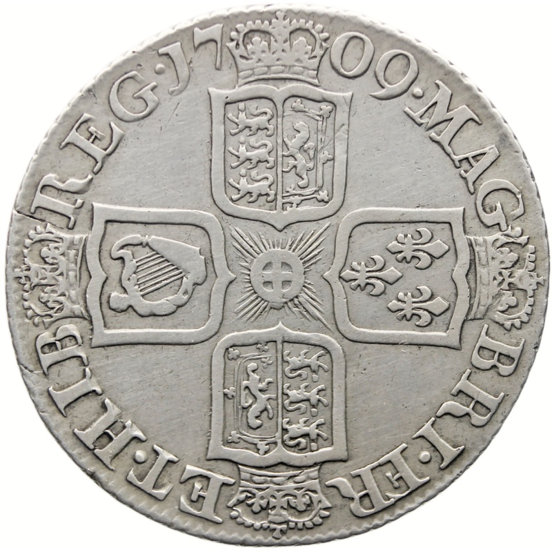 1709 Shilling Anne Coin Silver United Kingdom Plain angles