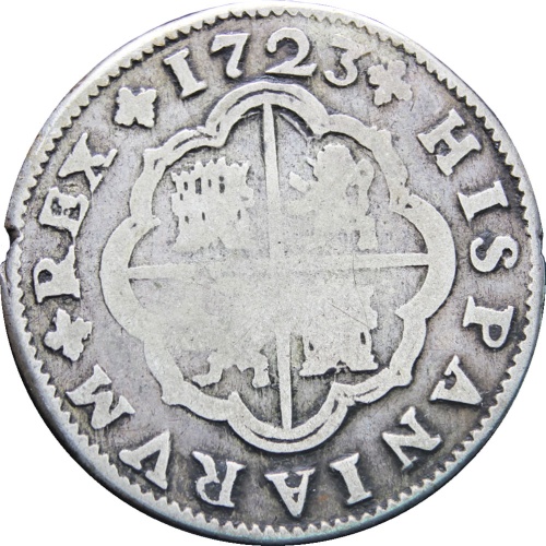 1723 Spain Philip V 2 Reales Seville 1st type Silver Coin