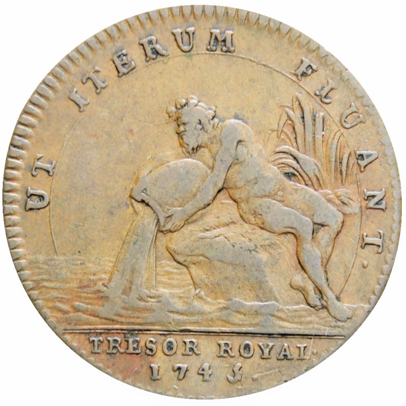 1745 France Louis XV Tresor Royal Token