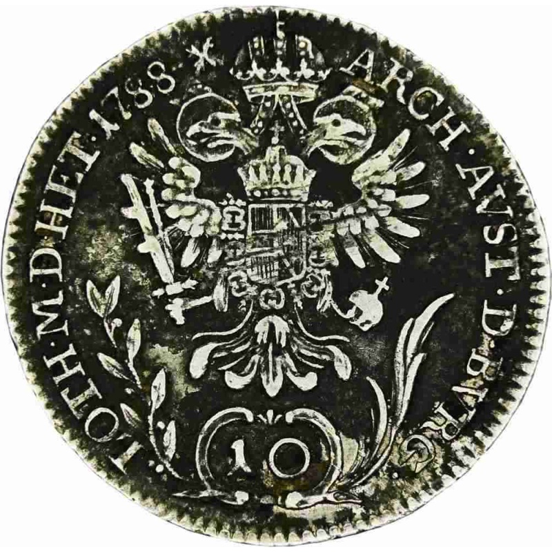 1788 B Austria Hungary Holy Roman Emperor Josef II silver 10 Kreuzer coin