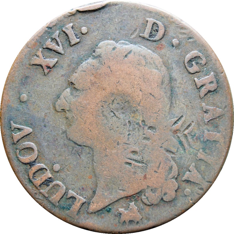 1791 1 Sol Louis XVI France Coin