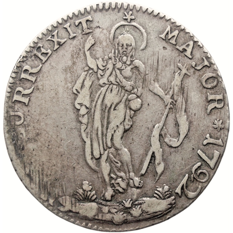 1792 2 Lire Republic of Genoa Coin Italy Silver