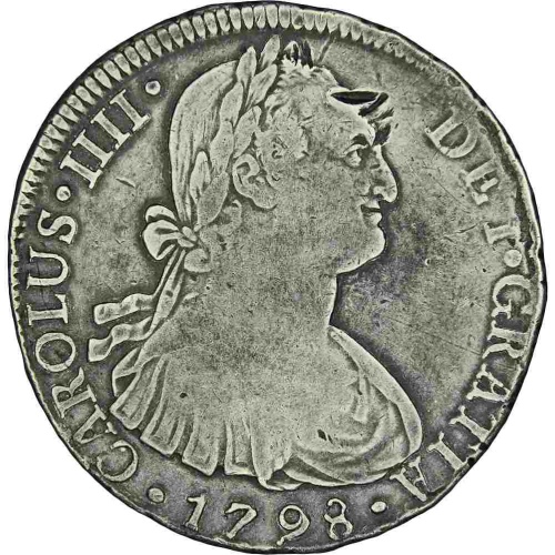 1798 IJ Peru Spain Charles IV Silver 8 Reales Coin