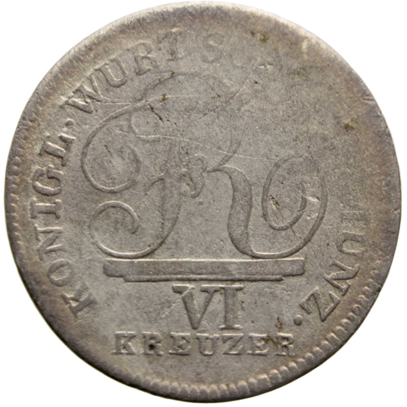 1811 6 Kreuzer Kingdom of Württemberg Germany State Coin