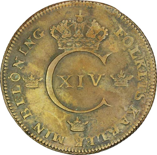 1821 Sweden Karl XIV Johan Copper one Skilling coin