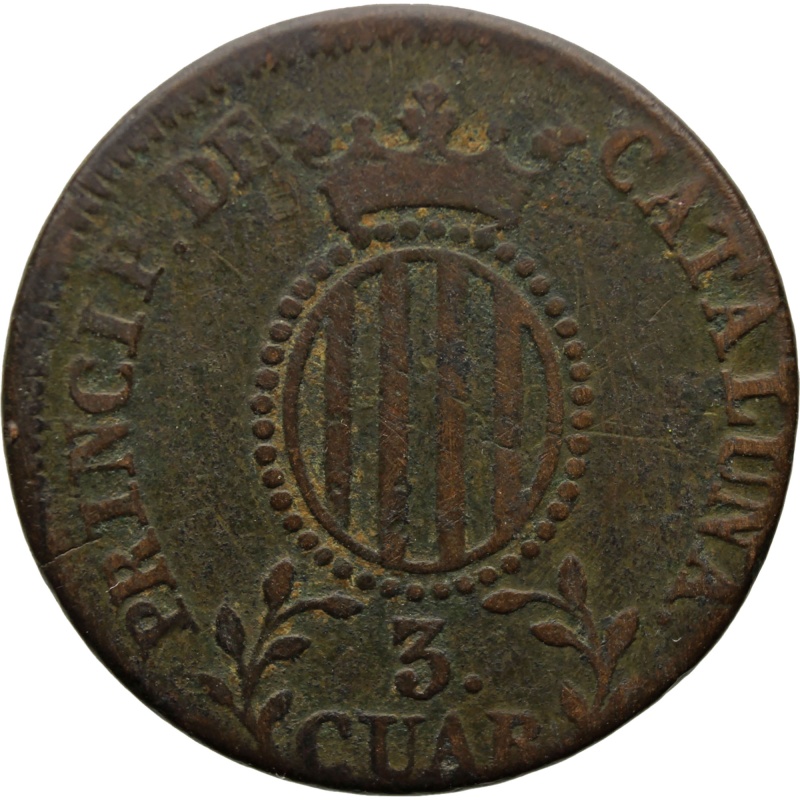 1836 3 Quartos Catalonia Coin Spain