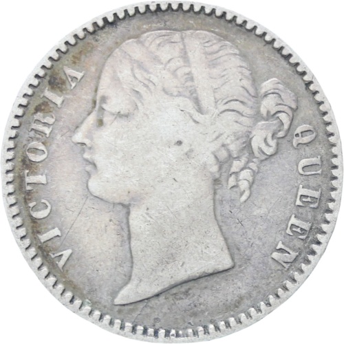 1840 British India Victoria silver quarter ¼ Rupee coin Crosslet 4 in date