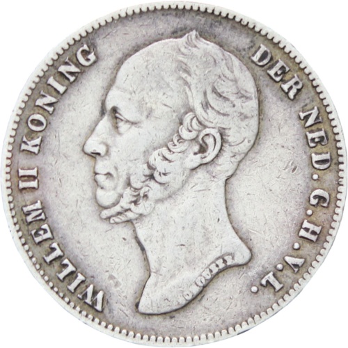 1848 Netherlands William II Silver Half Gulden Coin