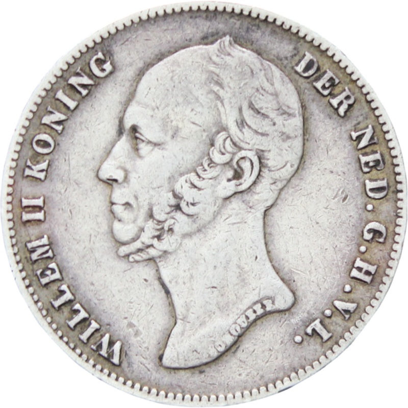 1848 Netherlands William II Silver Half Gulden Coin