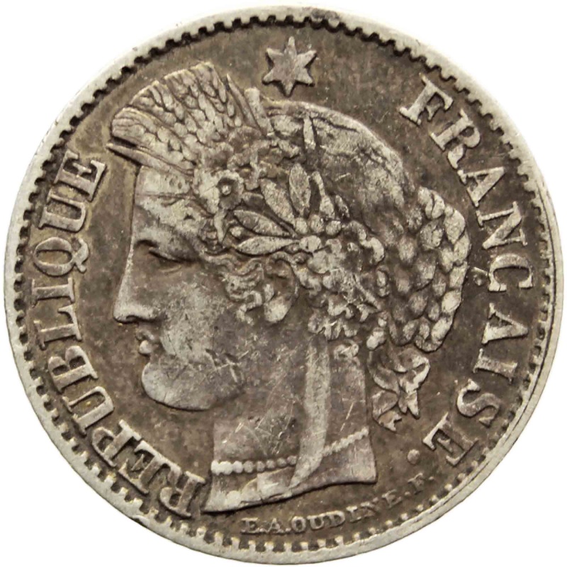 1850 20 Centimes France Coin Silver