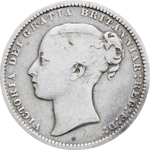 1870 Shilling Victoria Queen Great Britain Silver British Coin