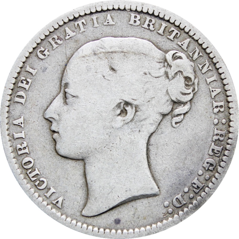 1870 Shilling Victoria Queen Great Britain Silver British Coin