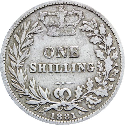 1881 Shilling Victoria Queen Great Britain Silver Coin British
