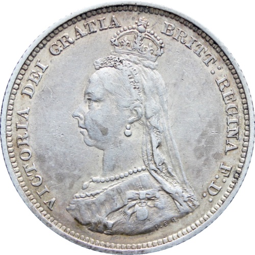 1887 Great Britain Queen Victoria Shilling Silver Coin