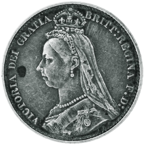 1887 Great Britain Victoria Silver Sixpence Coin