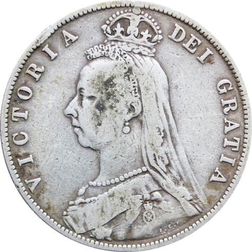 1889 Great Britain Victoria Silver Half Crown Coin