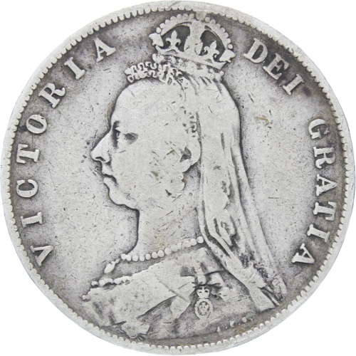 1890 Great Britain Victoria Silver Half Crown Coin