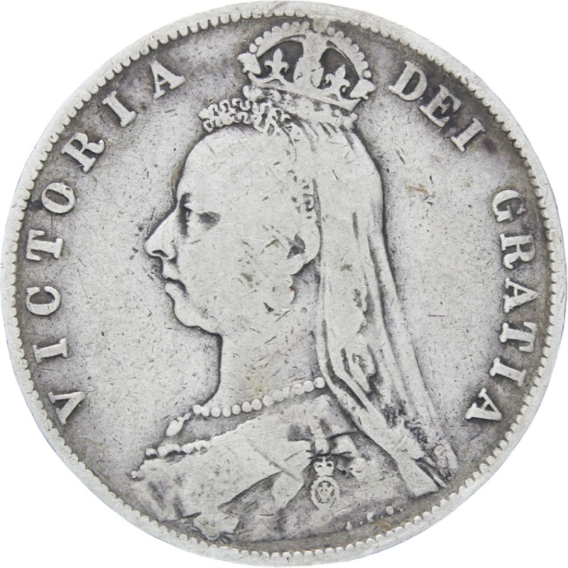 1890 Great Britain Victoria Silver Half Crown Coin