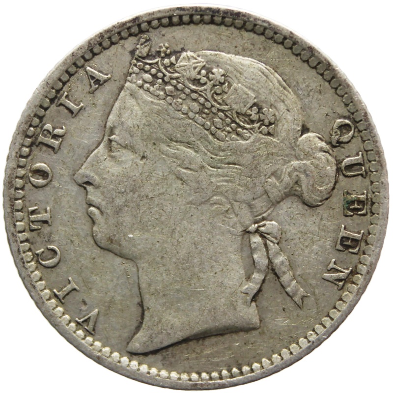 1891 10 Cents Straits Settlements Queen Victoria Coin