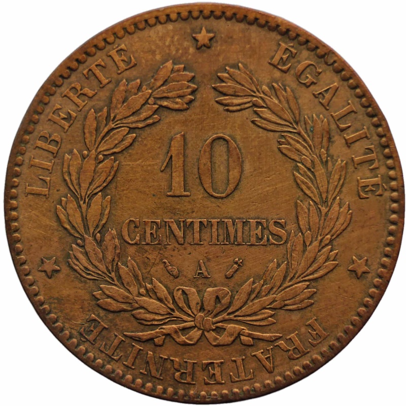 1894 A 10 Centimes France Coin