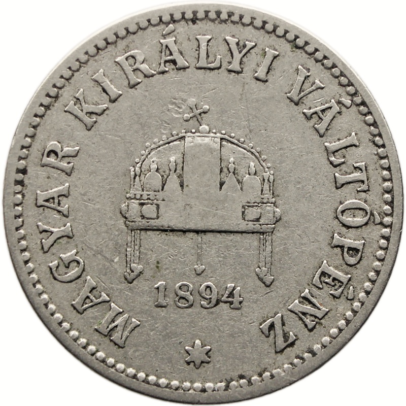 1894 KB 10 Filler Hungary Coin Franz Joseph I