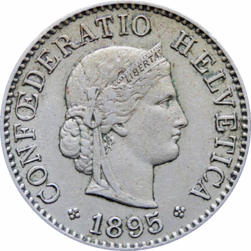 1895 Switzerland 5 Rappen Coin