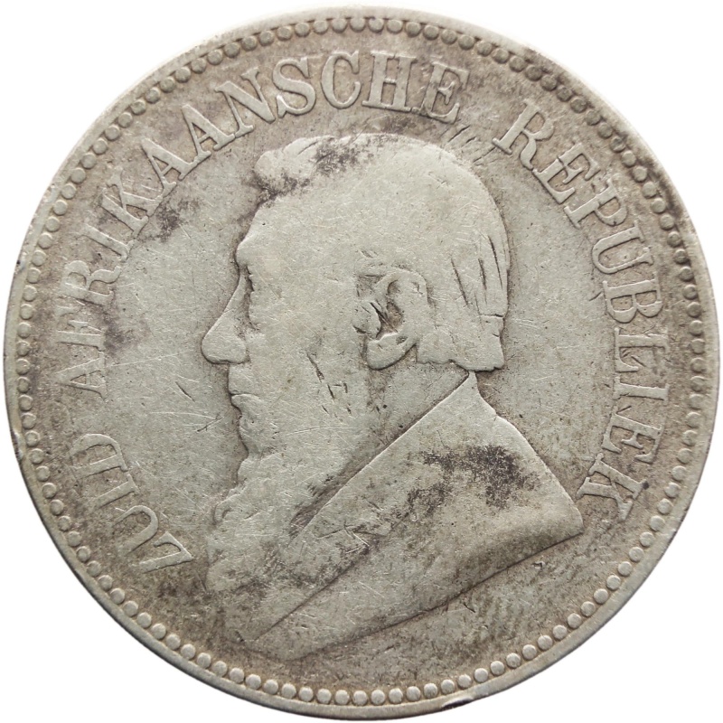 1897 Two and Half Shilling South Africa Paul Kruger ZAR Silver Coin