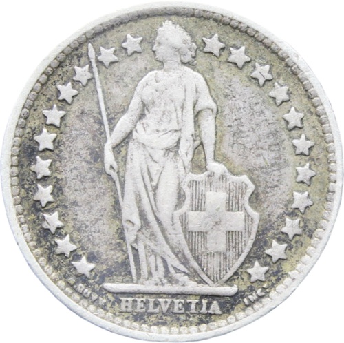 1898 B 1/2 Franc Switzerland Coin