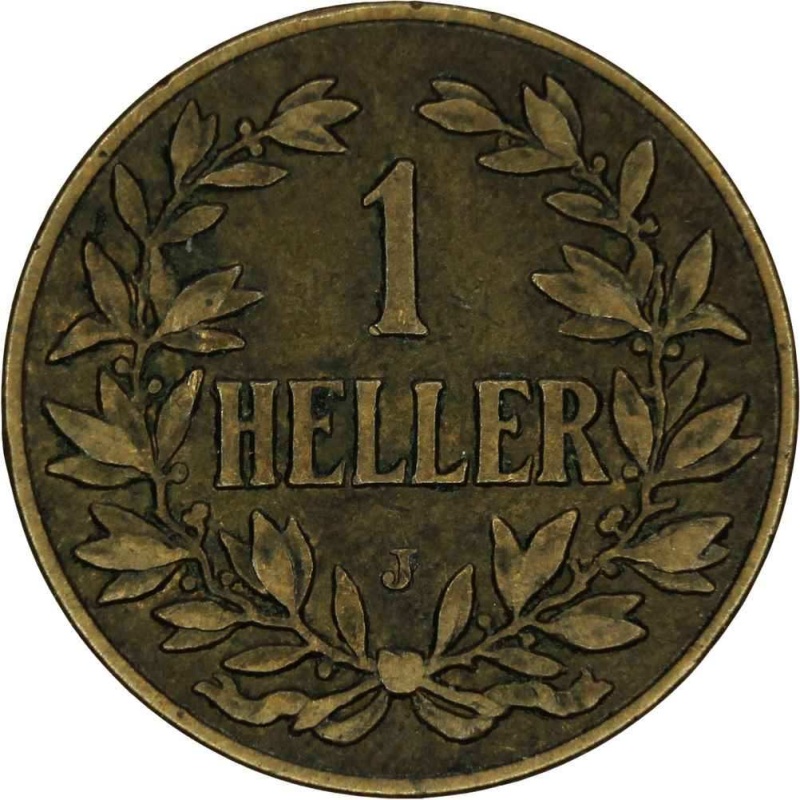 1908 J German East Africa Wilhelm II Bronze one Heller coin