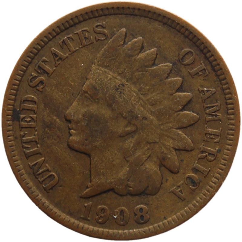 1908 One Cent United States Indian Head Coin