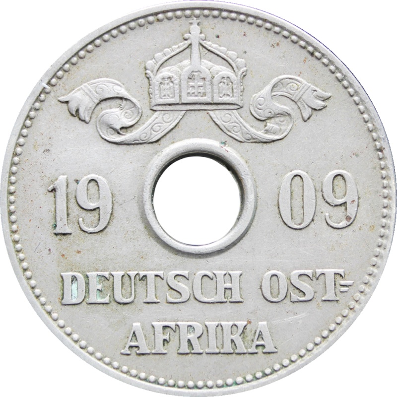1909 10 Heller German East Africa Wilhelm II Coin Mint Hamburg