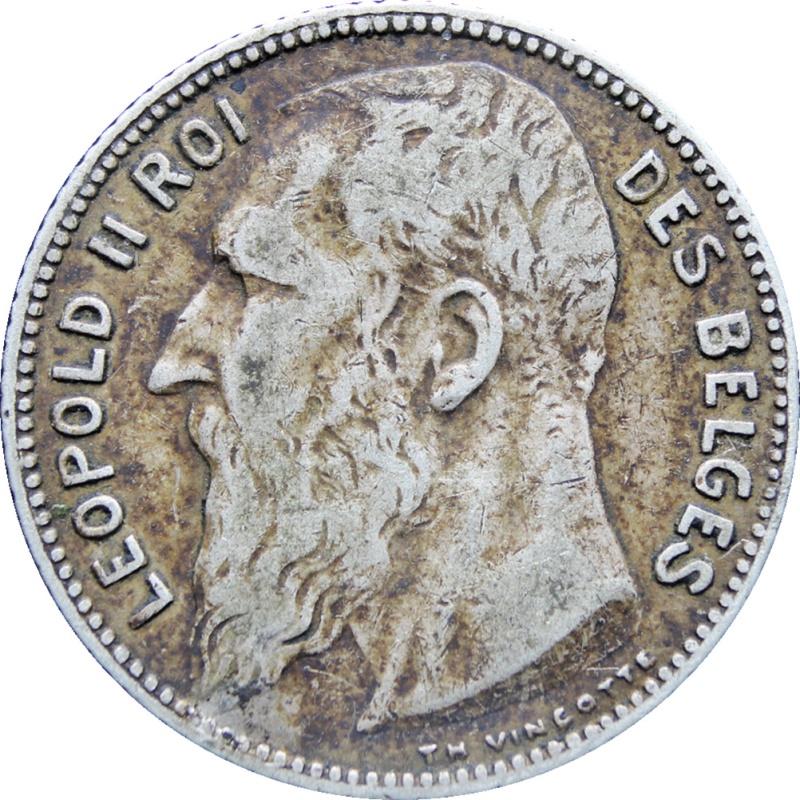 1909 Belgium Leopold II Silver One Franc