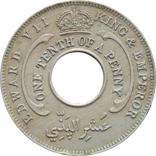 1909 British West Africa 110 Penny Edward VII Coin