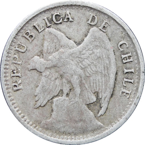1909 Chile 10 Centavos Coin