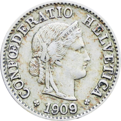 1909 Switzerland 5 Rappen Coin
