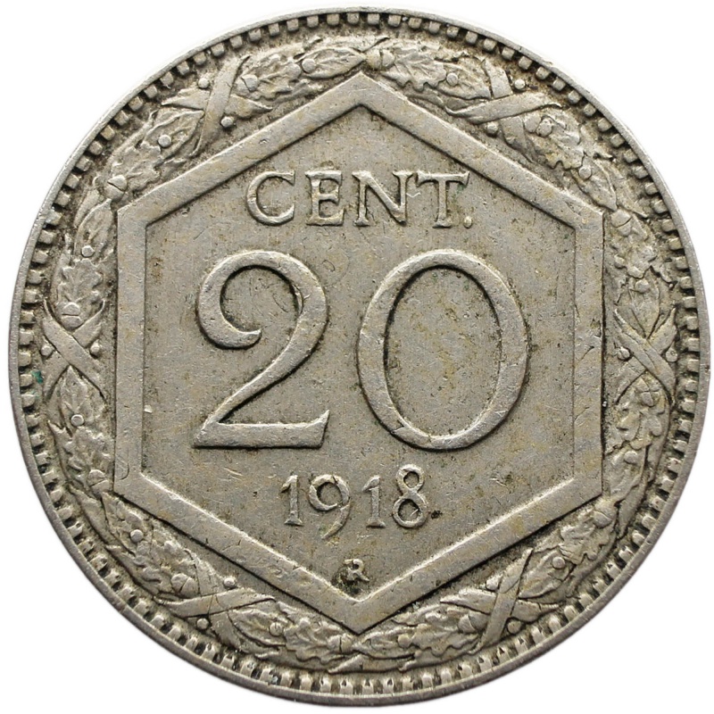 1918 20 Centesimi Italy Coin Vittorio Emanuele III