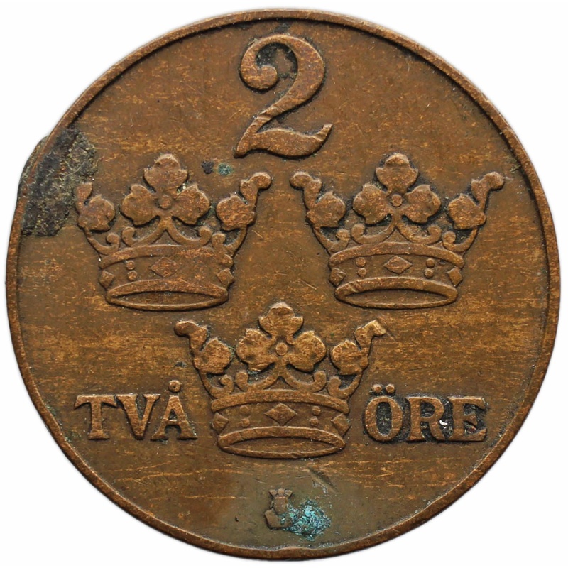 1923 2 Öre Sweden Coin Gustaf V