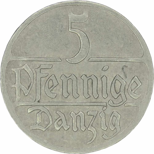 1923 Danzig 5 Pfennig Coin