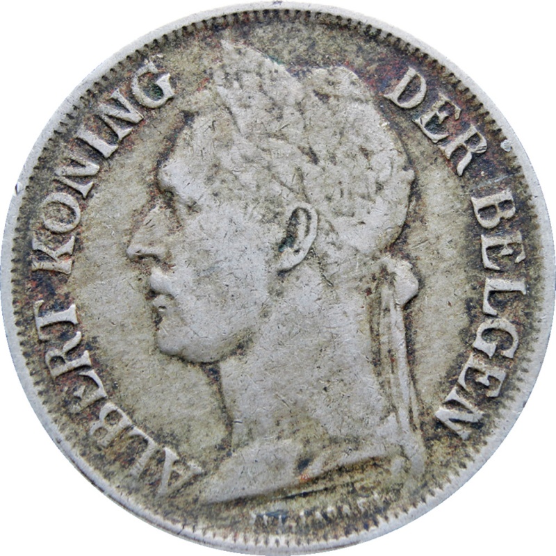 1924 Belgian Congo Albert I One Franc Coin
