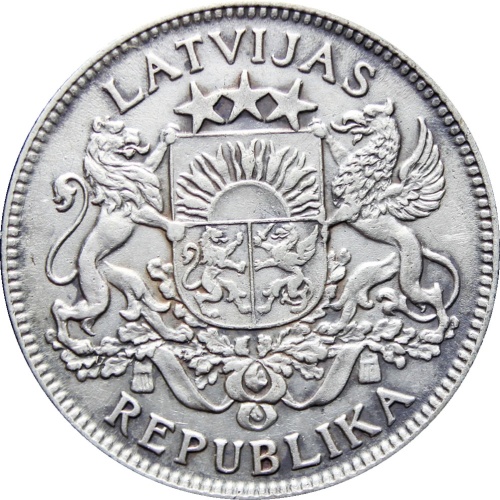 1924 Latvia One Lats Silver Coin